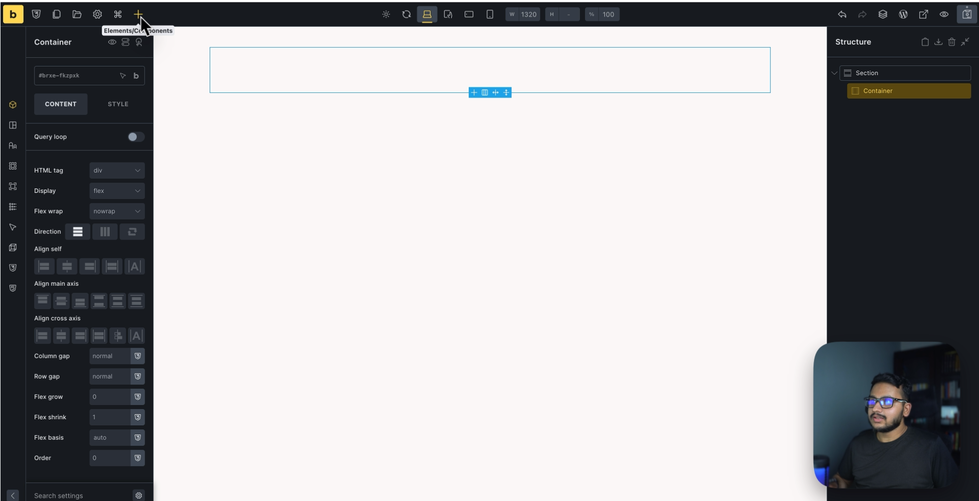Building a site in the Bricks Builder editor